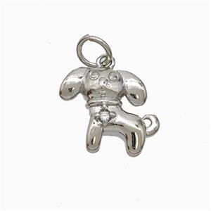 Copper Dog Pendant Pave Zirconia Platinum Plated, approx 12-14mm