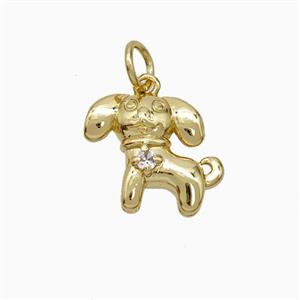 Copper Dog Pendant Pave Zirconia Gold Plated, approx 12-14mm