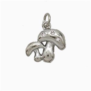 Copper Muchroom Pave Zirconia Platinum Plated, approx 11-13mm