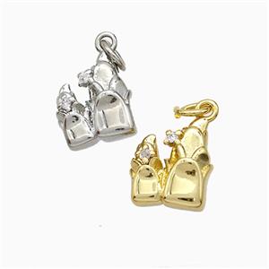 Copper Flower Pendant Pave Zirconia Mixed, approx 11-12mm