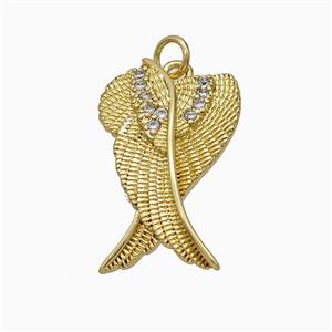 Copper Angel Wings Pave Zirconia Gold Plated, approx 15-24mm
