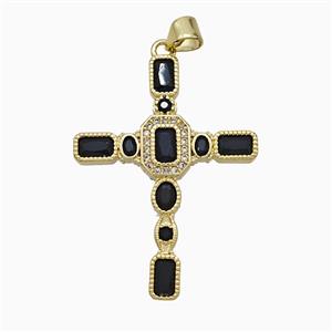 Copper Cross Pendant Pave Zirconia Gold Plated, approx 25-35mm