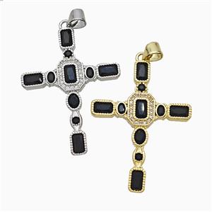 Copper Cross Pendant Pave Zirconia Mixed, approx 25-35mm