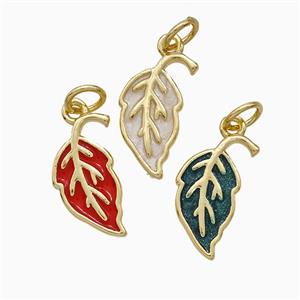 Copper Leaf Pendant Painted Gold Plated Mixed, approx 8-15mm