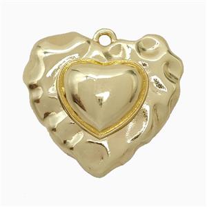 Copper Heart Pendant Hammered Gold Plated, approx 20-22mm