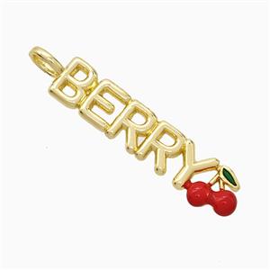 Copper Berry Cherry Pendant Red Enamel Gold Plated, approx 6-30mm