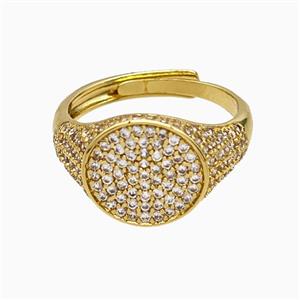 Copper Sun Rings Pave Zirconia Adjustable Gold Plated, approx 13mm, 18mm dia