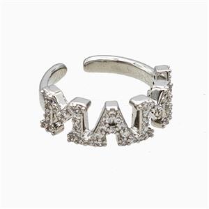 Copper MAMA Rings Pave Zirconia Platinum Plated, approx 7mm, 18mm dia
