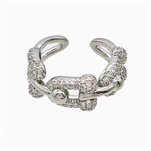Copper Ring Pave Zirconia Platinum Plated, approx 10mm, 18mm dia