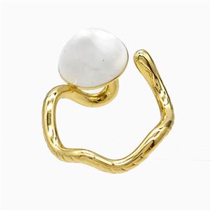 Copper Mushroom Rings White Enamel Gold Plated, approx 11mm, 18mm dia