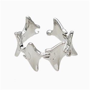 Copper Shark Rings Platinum Plated, approx 12mm, 18mm dia