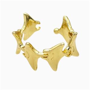 Copper Shark Rings Gold Plated, approx 12mm, 18mm dia