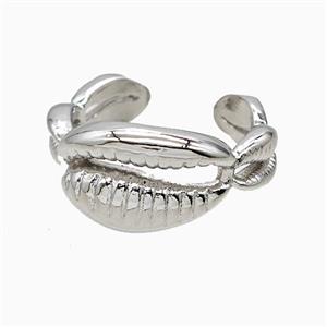 Copper Conchshell Rings Platinum Plated, approx 11mm, 18mm dia