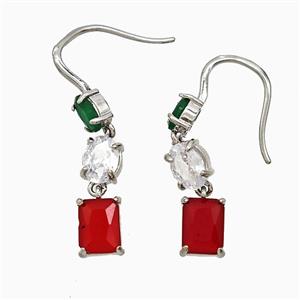 Copper Hook Earrings Pave Crystal Glass Platinum Plated, approx 4-35mm