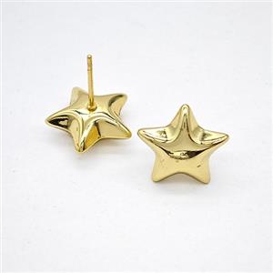 Copper Star Stud Earrings Gold Plated, approx 15mm