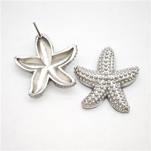 Copper Starfish Stud Earrings Platinum Plated, approx 24mm