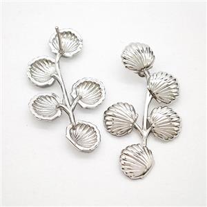 Copper Scallop Shell Stud Earrings Platinum Plated, approx 8-35mm