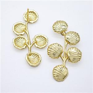 Copper Scallop Shell Stud Earrings Gold Plated, approx 8-35mm