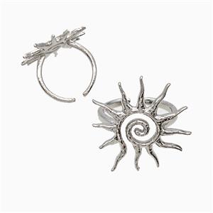 Copper Sun Rings Platinum Plated, approx 25mm, 18mm dia