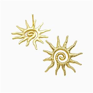 Copper Sun Stud Earrings Gold Plated, approx 25mm