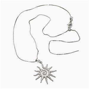 Copper Sun Necklace Platinum Plated, approx 25mm, 1mm, 46cm length