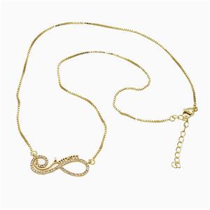 Copper Infinity Necklace Pave Zirconia Gold Plated, approx 12-31mm, 1.2mm, 46cm length