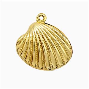 Copper Scallop Shell Pendant Gold Plated, approx 15-19mm