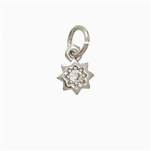 Copper Star Pendant Pave Zirconia Platinum Plated, approx 6mm