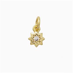 Copper Star Pendant Pave Zirconia Gold Plated, approx 6mm