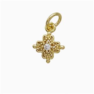 Copper Cross Pendant Pave Zirconia Gold Plated, approx 8mm