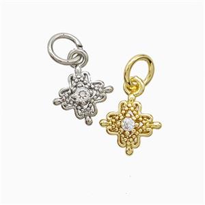 Copper Cross Pendant Pave Zirconia Mixed, approx 8mm