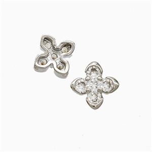 Copper Cross Beads Pave Zirconia Platinum Plated, approx 8.5mm