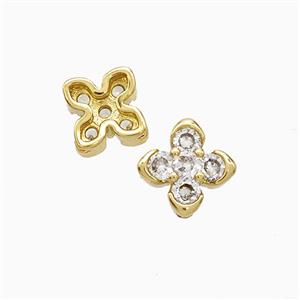 Copper Cross Beads Pave Zirconia Gold Plated, approx 8.5mm