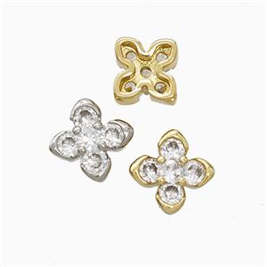 Copper Cross Beads Pave Zirconia Mixed, approx 8.5mm