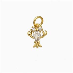 Copper Crab Pendant Pave Zirconia Gold Plated, approx 9-10mm