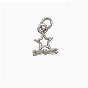 Copper Star Pendant Pave Zirconia Platinum Plated, approx 9mm