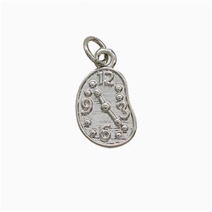Copper Clock Pendant Platinum Plated, approx 9-12mm