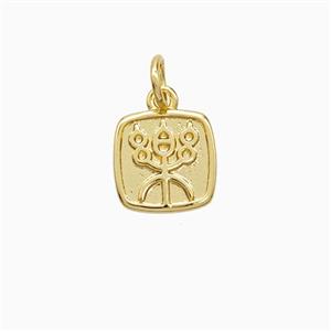 Chinese Words Le Charms Copper Pendant Gold Plated, approx 9mm