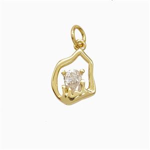 Copper Flame Pendant Pave Zirconia Gold Plated, approx 10-11mm
