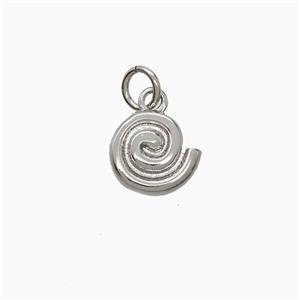 Copper Spiral Shell Pendant Platinum Plated, approx 10mm
