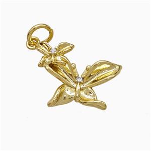 Copper Butterfly Pendant Pave Zirconia Gold Plated, approx 12-17mm
