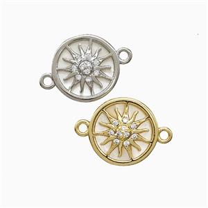 Copper Sun Connector Pave Zirconia Shell Mixed, approx 12mm