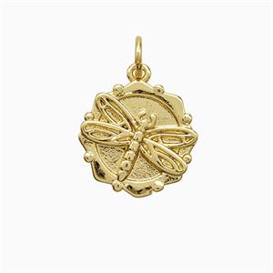 Copper Dragonfly Pendant Gold Plated, approx 14mm