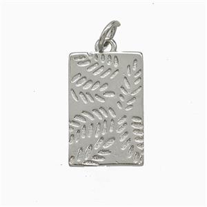 Copper Leaf Pendant Rectangle Platinum Plated, approx 11-17mm