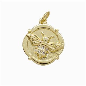 Copper Honeybee Pendant Pave Zirconia Gold Plated, approx 15mm