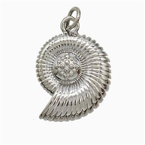 Copper Spiral Shell Pendant Platinum Plated, approx 15-18mm