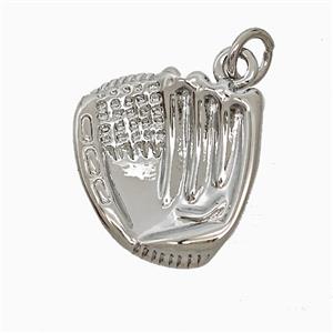Copper Glove Pendant Sports Platinum Plated, approx 16-17mm