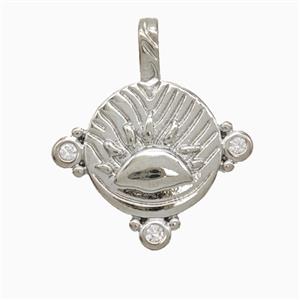 Copper Sun Pendant Pave Zirconia Platinum Plated, approx 19-22mm