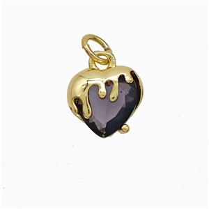 Copper Heart Pendant Pave Crystal Glass Gold Plated, approx 10mm