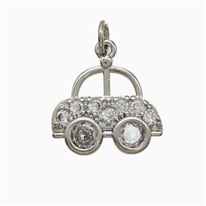 Copper Car Charms Pendnat Pave Zirconia Platinum Plated, approx 14-16mm